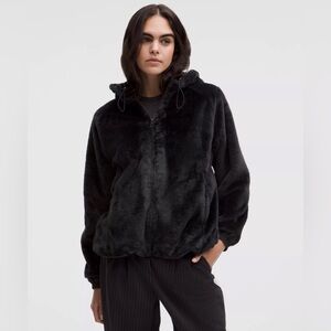 Lululemon Faux Fur Zip Up Hoodie Jacket Black S